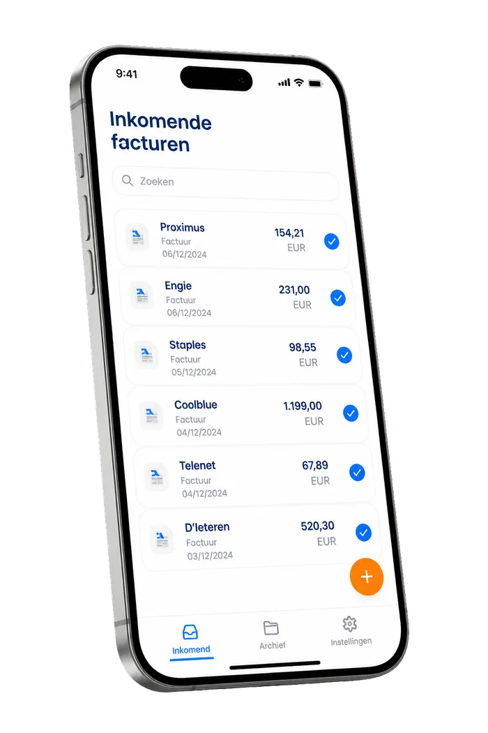 De Astro-app op een iPhone met je inkomende facturen
